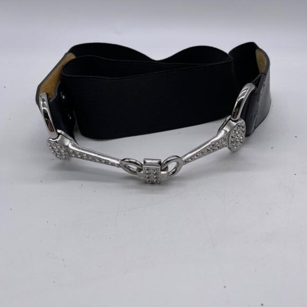Chico's‎ Womens Rhinestone Embellishment Snap Closure Elastic Waist Belt Size L